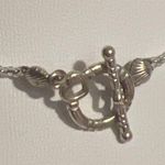 Vintage Iridescent Glass Pearl Bead Necklace Mother of Pearl Abalone Flower 18" Blue Photo 4