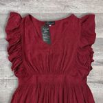 Solarsun Ruffle Sleeveless Mini Dress NEW Womens S Burgundy V Neck Swiss Dot Red Photo 1