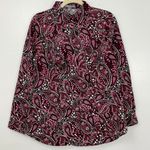 Jessica London New  Paisley Print Button Down Shirt Black Pink Size 12W Photo 1