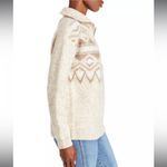 AQUA Bloomingdale’s  Quarter Zip Sweater Large Spread Collar Tan Argyle Photo 2