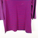 Quacker Factory Striped 3/4 Sleeves Sequin Lobster Shoulder Accents Top Medium Photo 4