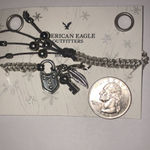 American Eagle AE Silver Tone Lock Key Feather Charm Bracelet Photo 2