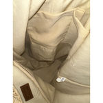 Croft & Barrow Beige Crochet Woven Straw Tote Bag with Brown Straps Photo 6