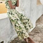 J.Jill Linen Leave Print Pants Wide Leg Ankle Slit Size Large Photo 15