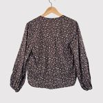 Madewell  Womens Top Brown Floral Ditsy V Neck Long Sleeve Blouse Boho Small Photo 3
