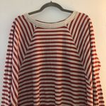 Free People We The Free Top  Red & Cream Striped Oversized Waffleknit Sz L EUC Photo 7