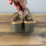 Fly London  Yapi Metallic Gold Leather Ghillie Wedge Sandals Photo 5