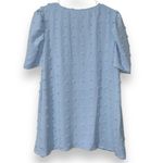 Womens large Dressy Casual V Neck Swiss Dot Short Puff Sleeve Blouses Tunic Tops Blue Photo 2