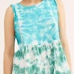 Free People  Teal Waters Tie Dye Boho Sleeveless Peplum Anytime Tank Top Shirt Photo 0