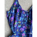 Heritage 1981 100% Silk Floral Print Navy Dark Blue Mini Slip Dress Size Medium Photo 4