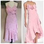 Lulus NWOT Exquisite Presence Blush Floral Jacquard High-Low Wrap Dress Photo 1