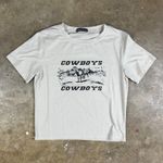 SheIn   Cowboys  Tee Women’s M‎ Cropped Western Style Beige Photo 0