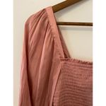 J.Crew  Squareneck Smocked Featherweight Satin Cropped Top XXS Rose Pink Satin Photo 4