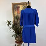 EXPRESS Shirt Dress Women M Blue Roll Tab Sleeve Belted Open Hidden Button Front Photo 2