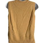 Sleeveless Loose Knit Tank Top M Khaki Tan Quarter Zip Pullover Viscose Size M Photo 2