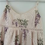 All in Favor Floral Eyelet Midi Dress in Cream Violet Floral Size Small NWT Photo 3