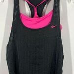 Nike  Women's Sport Mesh Layered Tankini Swim Top Black And Pink Size Medium Photo 0