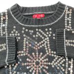 Rene Derhy Snowflake Sweater Womens Medium Sequin Holiday Jumper Festive Blingy Black Photo 5