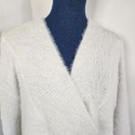 A New Day White Fuzzy Pullover V Neck Sweater Photo 1