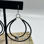 Double Leather Corded Dangling Earrings w/ Silver Photo 12