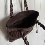 Brighton  Brown Leather Basket Weave‎ Design Tote Handbag Purse Vintage Photo 3