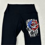Authentic Black Patriotic Rose High Rise Athletic Yoga Leggings Pants Women’s M Size M Photo 1