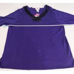 Quacker Factory NWT Purple Beaded Sequins Long Sleeve Knit Top Size 2X Photo 5