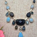 Loft NWT Shades of Blue Drop Dangle Beaded Statement Necklace 20" Collar Bib Photo 0