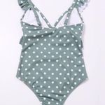 SheIn Green & White Polka Dot One Piece Bathing Suit Swimsuit Photo 1