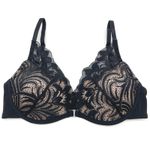 Adore Me  Black‎ Lace Plunge Push Up Bra 32C Boudoir Glam Lingerie Whimsy 40043 Photo 1