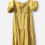 Vince Yellow Draped Off the Shoulder Puff Sleeved Cottagecore Milkmaid 100% Cotton Midi Dress — Size Large Photo 1