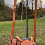 Vintage Hand Tooled Leather Western Saddle Shoulder Bag Purse Rodeo Horse Equine Brown Photo 0
