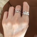 Unisex Smiley face ring silver ring sterling silver ring happy face ring adjustable ring simple ring Photo 2