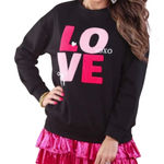 Jess Lea Love Chenille XOXO Sweatshirt Pink Valentine's‎ Women Size Large New Black Photo 0