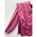 CALLIGRAPHIE | Ruffle Trim Satin Blouse Magenta Pink Victorian Style NWT Medium Photo 3