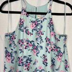 Pink Rose Y2K Floral Sleeveless Shift Dress Blue Pink Medium Chiffon Tiered Mini Sundress Photo 1