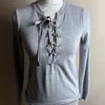 White House | Black Market Gray Lace-Up Women's Top size XXS Photo 2