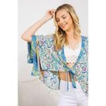 Coco + Carmen  Floral Kimono Cardigan Top Tie Front BOHO One Size XS S M L Photo 0