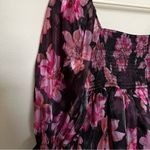 Pink and Black Floral Organza Babydoll Mini Dress Size M Photo 5
