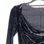 Revolve Black Velvet Cowl Neck Button Back Cropped Top Photo 8