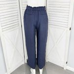 Ralph Lauren Polo  Linen Drawstring Wide Leg Pants Denim Blue Small Paperbag Photo 5