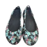 Crocs  Kadee Womens Tropical Floral Ballet Flat Slip On Black Green Flowers Sz 7 Photo 4