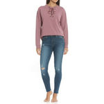 Active USA Sweatshirt Womens Size S Mauve Lace Up Casual Comfort Photo 1