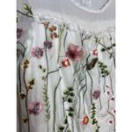 Kaktus White Embroidered Floral‎ Cap Sleeve Shirt Size Small Photo 2