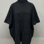 100% Cashmere Poncho Mock Neck Grey One Size Minimalist Quiet Luxury Staple Gray Photo 0
