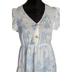 Sweet Wanderer  Blue Toile Floral Tiered Maxi Dress Maternity Flutter L Photo 1