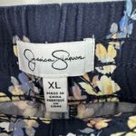 Jessica Simpson  Size XL Pants‎ Navy Blue Floral Tapered Pockets Elastic Waist Photo 2