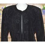 Vintage 80's Evan Davies Black Suede Leather Embroidered Blazer Jacket Size 10 Photo 1