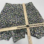 ZARA Skirt Womens Small Green White Black Floral Daisy Mini Ruffled Hem Photo 6