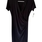 Norma Kamali NEW Black Short Sleeve Side Draped Dress Photo 3